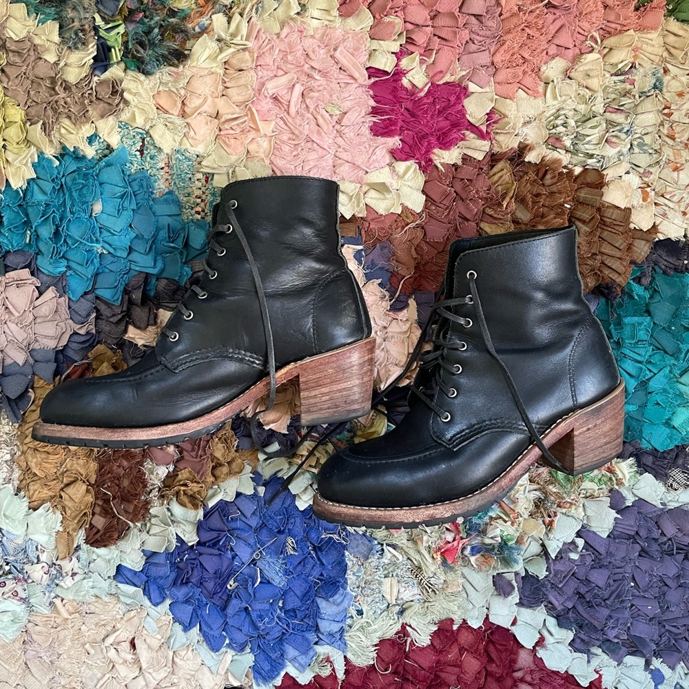 Red Wings Clara Heeled Boots Black Leather Sz 9